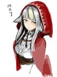  animal_ears blonde_hair blush cha_koutou cloak fire_emblem fire_emblem_if hood hooded_cloak long_hair multicolored_hair red_eyes silver_hair simple_background solo streaked_hair tegaki velour_(fire_emblem_if) white_background wolf_ears 