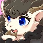  black_fur blue_eyes caprine cream_fur ehime_mikan female fur kemono mammal open_mouth sheep 