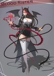  bat_wings bible black_hair blood breasts cleavage drawcrowd_sample earrings glasses image_sample jewelry large_breasts leather_suit long_hair magic original smjim1986 solo very_long_hair warrior whip white_legwear wings 