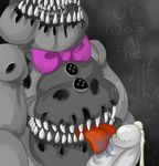  ? animatronic anthro autofellatio bear bow_tie button cum cum_on_penis english_text five_nights_at_freddy&#039;s five_nights_at_freddy&#039;s_4 fur grey_fur humanoid_penis licking machine male mammal masturbation nightmare_fredbear_(fnaf) oral penis question robot saliva sharp_teeth smile solo technophilia teeth text tongue tongue_out unknown_artist video_games 