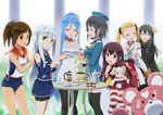  :3 =_= aoki_hagane_no_arpeggio bespectacled black_hair blonde_hair blue_hair blush brown_eyes brown_hair cake character_doll choker closed_eyes cosplay costume_switch crossover cup detached_sleeves food glasses gochou_(atemonai_heya) green_eyes hairband haruna_(aoki_hagane_no_arpeggio) haruna_(aoki_hagane_no_arpeggio)_(cosplay) haruna_(kantai_collection) haruna_(kantai_collection)_(cosplay) hat heart i-401_(kantai_collection) iona jam japanese_clothes kantai_collection kirishima_(aoki_hagane_no_arpeggio) kongou_(aoki_hagane_no_arpeggio) kotori_photobomb looking_at_viewer maya_(aoki_hagane_no_arpeggio) multiple_girls namesake nontraditional_miko open_mouth pantyhose ponytail red_eyes school_swimsuit sleeves_past_wrists strawberry_shortcake striped striped_legwear sweatdrop swimsuit swimsuit_under_clothes takao_(aoki_hagane_no_arpeggio) takao_(kantai_collection) teacup teapot tears thighhighs tiered_tray trembling twintails wide_sleeves yotarou_(aoki_hagane_no_arpeggio) 
