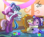  2015 adagio_dazzle_(eg) aria_blaze_(eg) bluse blush cheerilee_(mlp) cutie_mark equine female fight friendship_is_magic horn horse hug mammal my_little_pony ponification pony ponytail sonata_dusk_(eg) unicorn 