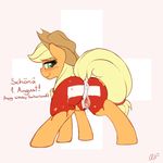  2015 anthro anus applejack_(mlp) blonde_hair equine freckles friendship_is_magic green_eyes hair hat horse mammal my_little_pony pony pussy ratofdrawn smile text 