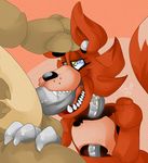  animatronic anthro balls bear canine chubby claws close-up cum cum_on_neck fellatio five_nights_at_freddy&#039;s fox foxy_(fnaf) freddy_(fnaf) fur half-closed_eyes hand_on_head looking_down machine male male/male mammal open_mouth oral penis pirate robot sex sharp_teeth sitting smile spread_legs spreading sucking teeth thick_penis tongue unknown_artist video_games 
