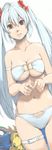  akinbo_(hyouka_fuyou) bad_id bad_pixiv_id bare_shoulders bikini breasts cleavage highres large_breasts long_hair looking_at_viewer matoi_(pso2) navel phantasy_star phantasy_star_online_2 red_eyes simple_background solo swimsuit twintails very_long_hair white_background white_hair 