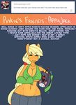  2015 anthro applejack_(mlp) areola big_breasts blush breasts cleavage clothed clothing earth_pony english_text equine female friendship_is_magic horse mammal my_little_pony pony smile solo somescrub text 