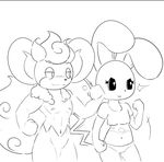  2015 anthro azumarill big_ears black_and_white bleuet clothed clothing duo elpatrixf female flammin&#039;go male midriff monochrome navel nintendo nude pok&eacute;mon pok&eacute;morph simisear simple_background smile video_games white_background 