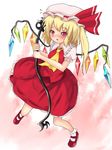  1girl dress female flandre_scarlet ginji74 gradient gradient_background hat necktie shoes solo touhou 