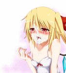  bad_id blonde_hair cum facial female flandre_scarlet gradient gradient_background red_eyes solo suterii touhou 