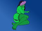  clothing digital_media_(artwork) female hannah legwear lingerie nylon pinup pixel_(artwork) pose reptile sabrext scalie solo stockings yawg 