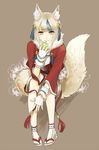 1girl animal_ears blonde_hair fire_emblem fire_emblem_if fox_ears kinu_(fire_emblem_if) kitsune simple_background solo 