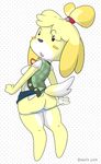  2015 animal_crossing anthro breasts butt canine clothed clothing dog dunks female fur hair isabelle_(animal_crossing) mammal nintendo open_mouth panties partially_clothed pussy shih_tzu side_boob solo underwear undressing video_games yellow_fur 