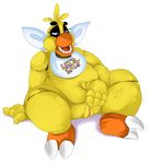  ! animatronic anthro avian barefoot beak bib bird chica_(fnaf) chicken claws english_text feathers female five_nights_at_freddy&#039;s fronnie half-closed_eyes machine nude open_mouth overweight pussy robot sitting solo spread_legs spreading teeth text thick_thighs toe_claws video_games 