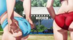  1boy 2girls animated animated_gif ass character_request fujino_kiyoshi kangoku_gakuen low_resolution lowres multiple_girls prison_school school_uniform schoolgirls swimsuit 