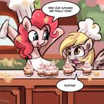  30minchallenge baking cupcakes derpy_hooves_(mlp) equine female food friendship_is_magic horse lumineko mammal messy muffin my_little_pony pinkie_pie_(mlp) pony 