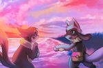  2015 ambiguous_gender beach buizel canine duo fur haychel jackal mammal nintendo open_mouth outside pok&eacute;mon riolu seaside smile video_games water 