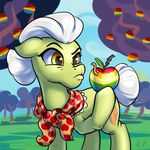  2015 apple earth_pony equine female feral friendship_is_magic fruit granny_smith_(mlp) horse karol_pawlinski mammal my_little_pony pony solo worm zap_apple 