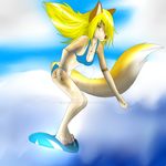  arkbeast_(artist) bikini blonde_hair breasts canine clothing female hair looking_at_viewer mammal mia_(character) necklace solo surfboard surfing swimsuit water wet 