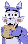  alpha_channel animatronic blush brown_eyes burger can&#039;t_enjoy candy_(fnac) cat fangs feline five_nights_at_candy&#039;s food ghost_(artist) looking_at_viewer machine male mammal open_mouth robot solo 