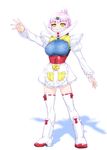  alternate_costume breasts enmaided gundam hair_ornament hairclip high_collar highres large_breasts maid mecha_musume open_hand pink_hair short_hair solo thighhighs turn_a_gundam turn_a_gundam_(mobile_suit) ueyama_michirou yellow_eyes zettai_ryouiki 