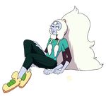  blue_eyes blue_skin female fusion hair lips multi_limb opal_(steven_universe) ponytail solo steven_universe white_hair 