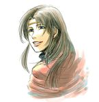  1girl blue_eyes brown_hair gensou_suikoden gensou_suikoden_i long_hair odessa_silverberg shimokita_noziri simple_background smile solo suikoden suikoden_i tiara 