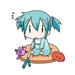  baby barefoot capybara-san chibi chibi_miku cushion hatsune_miku minami_(colorful_palette) short_twintails spring_onion the_thing_not_quite_sure_what_it_is twintails vocaloid younger 