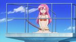  bikini blush bokken hayate_no_gotoku! katsura_hinagiku masamune_bokken navel pink_hair scared screencap sexually_suggestive sitting solo swimsuit sword weapon wooden_sword 