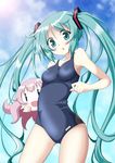  blush colorized dekosuke hatsune_miku long_hair megurine_luka one-piece_swimsuit reiran school_swimsuit swimsuit takoluka tentacles twintails vocaloid 