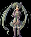  aosuke_pixi blush detached_sleeves green_eyes green_hair hatsune_miku highres long_hair solo thighhighs twintails very_long_hair vocaloid younger 