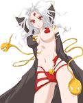  cape cloud_of_darkness dissidia_final_fantasy final_fantasy final_fantasy_iii long_hair looking_down minnku navel pasties red_eyes silver_hair 