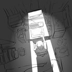  computer curtains dark drawing_tablet file_cabinet from_above greyscale keyboard_(computer) light lonely male_focus monitor monochrome neet nippori_honsha original printer screen_light shadow sitting solo stylus trash_can truth 