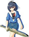  aoi_shiro osanai_shouko red_eyes shiboru short_hair shorts solo sword sword_(aoi_shiro) weapon 
