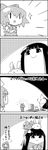  4koma :d :x bow bunny chest_of_drawers cirno comic commentary crossed_arms daiyousei fairy greyscale hair_bow hands_on_own_face highres houraisan_kaguya ice ice_wings long_hair medicine_box monochrome multiple_girls on_head open_mouth person_on_back pose short_hair shoujo_kitou-chuu side_ponytail sidelocks smile sparkle sweatdrop tani_takeshi touhou translated wings yukkuri_shiteitte_ne |_| 