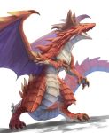  ambiguous_gender brunhilda_(dragalia_lost) claws cygames dragalia_lost dragon hi_res horn looking_at_viewer nintendo open_mouth red_scales scales scalie simple_background solo toe_claws video_games western_dragon white_background wings yellow_eyes 茄子乃 