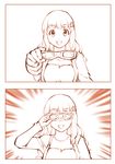  hair_ornament idolmaster idolmaster_cinderella_girls long_hair monochrome moroboshi_kirari namesake open_mouth parody smile solo ueyama_michirou ultra_series ultra_seven ultra_seven_(series) 