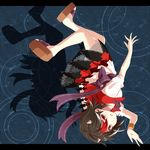 album_cover bad_id bad_pixiv_id black_hair bow cover dress horns kijin_seija multicolored_hair red_eyes red_hair short_hair smile solo streaked_hair takehana_note tongue tongue_out touhou upside-down white_hair 