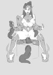  1girl anal armor curvy hairy long_hair monochrome monster_rape parasite rape rol_(artist) simple_background tagme tentacle 