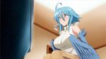  1girl animated animated_gif blue_hair breast_expansion breasts female harpy large_breasts monster_girl monster_musume_no_iru_nichijou papi_(monster_musume) photoshop reversed short_hair small_breasts solo wings 