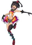  alternate_costume bad_id bad_twitter_id bare_shoulders black_hair fang gloves higana_(pokemon) highres kuroi_paseri pokemon pokemon_(game) pokemon_oras red_eyes short_shorts shorts solo thighhighs 