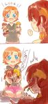  2girls blue_eyes chuu dolls long_hair multiple_girls nora_valkyrie orange_hair pyrrha_nikos red_hair rwby short_hair simple_background white_background 