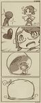  1girl 4koma comic drop_trap glasses headgear heart highres kantai_collection kirishima_(kantai_collection) microphone monochrome rotix short_hair solo 