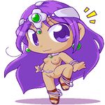  1girl :3 artist_request blush breasts chibi dark_skin dragon_quest dragon_quest_iv female long_hair lowres manya navel nipples nude purple_eyes purple_hair pussy sggg smile solo uncensored 