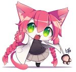  1girl cat cat_busters furry green_eyes kemobayashi long_hair open_mouth pink_hair solo twintails 
