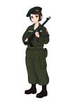  belt beret boots canteen gun hat highres komii military military_uniform paratrooper pps-43 solo submachine_gun uniform us_army weapon 