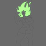  2015 anthro big_breasts big_butt breasts butt cleavage clothed clothing female glowing glowing_hair green_hair hair huge_breasts not_furry nuclear_throne simple_background snake_hands solo standing thick_thighs throne_butt throne_ii_(nuclear_throne) uwotinfokm8 video_games wide_hips 