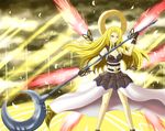  armband artist_request blonde_hair blue_eyes breasts cleavage dress ethereal_queen feathers female gloves gradient gradient_background halo large_breasts long_hair looking_at_viewer smile solo staff star_ocean tri-ace weapon wings 
