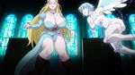  2girls animated animated_gif blonde_hair blue_hair bouncing_breasts breasts cleavage curvy glasses huge_breasts long_hair melpha multiple_girls nanael plump queen&#039;s_blade queen's_blade thick_thighs white_wings wide_hips wings 