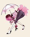  artist_name ass bent_over boots brown_hair high_heel_boots high_heels knee_boots kuma_(bloodycolor) looking_at_viewer multicolored_hair neo_(rwby) parasol pink_hair rwby smile smug solo umbrella white_footwear 