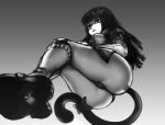  animal_humanoid breasts butt camel_toe cat_humanoid clothing dress feline female footwear frederica_bernkastel greyscale hair heavy_breathing humanoid knee_highs long_hair low-angle_view mammal monochrome panties ribbons tail_bow tail_ribbon thegoldensmurf umineko_no_naku_koro_ni underwear worm&#039;s-eye_view 